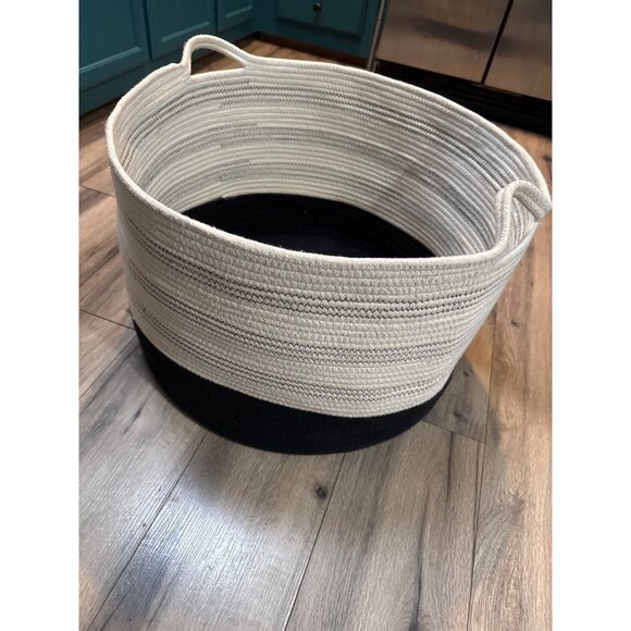 Large Woven Cotton Rope Storage Basket READ With Handles - Picture 3 of 9